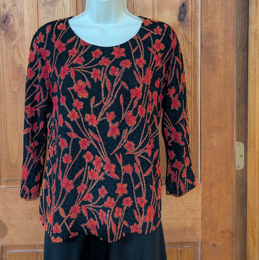Brittany Black Floral‎ Women's Top